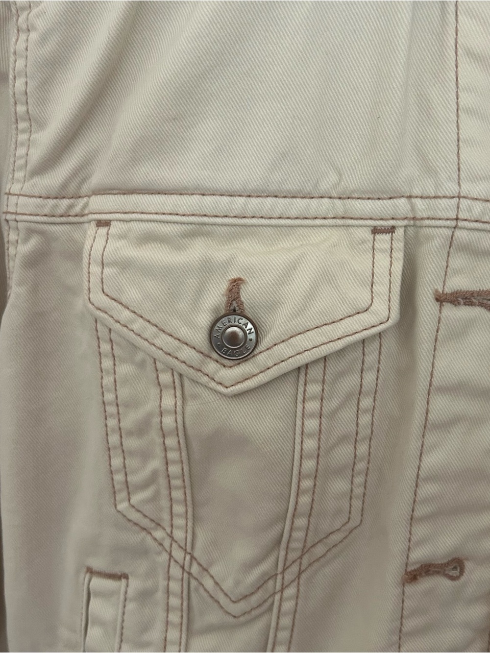American Eagle Outfitters Beige Men's Trucker Jacket - Picture 2 of 5